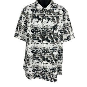 Oakley Mens XL Extra Large Short Sleeve Button-Up Shirt Floral Black White EUC